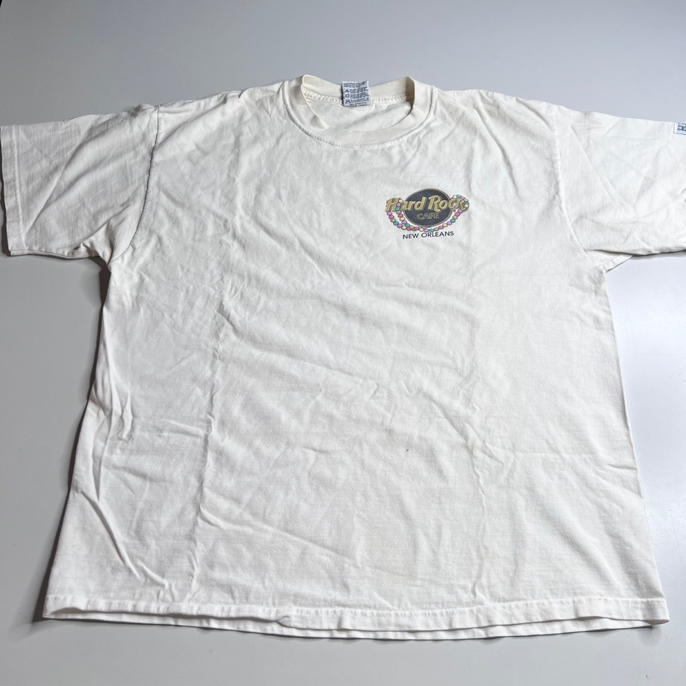 Vintage Hard Rock Cafe New Orleans Mardi Gras T-Shirt Mens XL White Made in USA